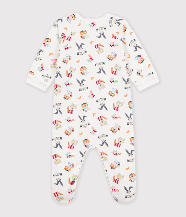 Pyjama b&eacute;b&eacute; en molleton imprim&eacute; animaux blanc/multicouleur