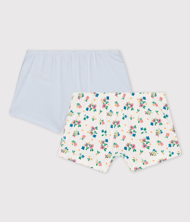 Lot de 2 shorties imprim&eacute; fleuri petite fille en coton biologique multicouleur