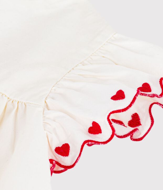 Blouse enfant  en coton manches courtes unie blanc