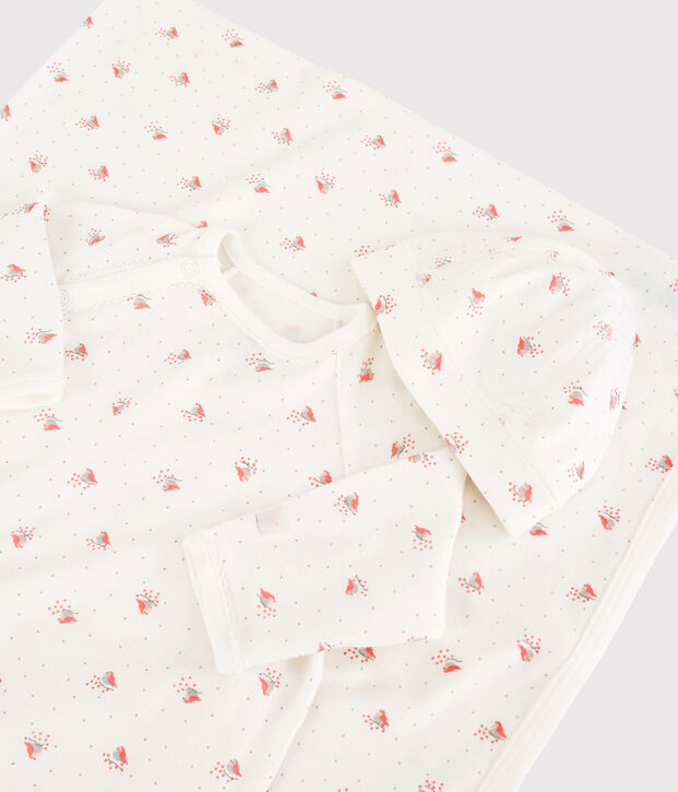 Coffret cadeau naissance petit oiseau b&eacute;b&eacute; en coton biologique multicouleur