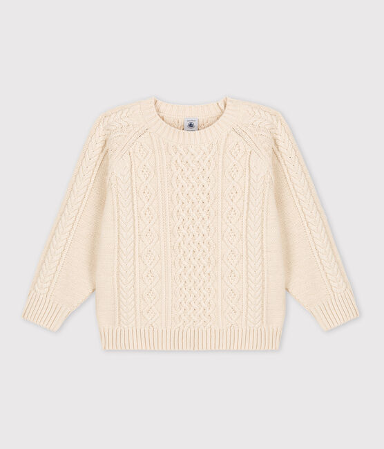 Pull irlandais en coton enfant fille / garçon écru AVALANCHE