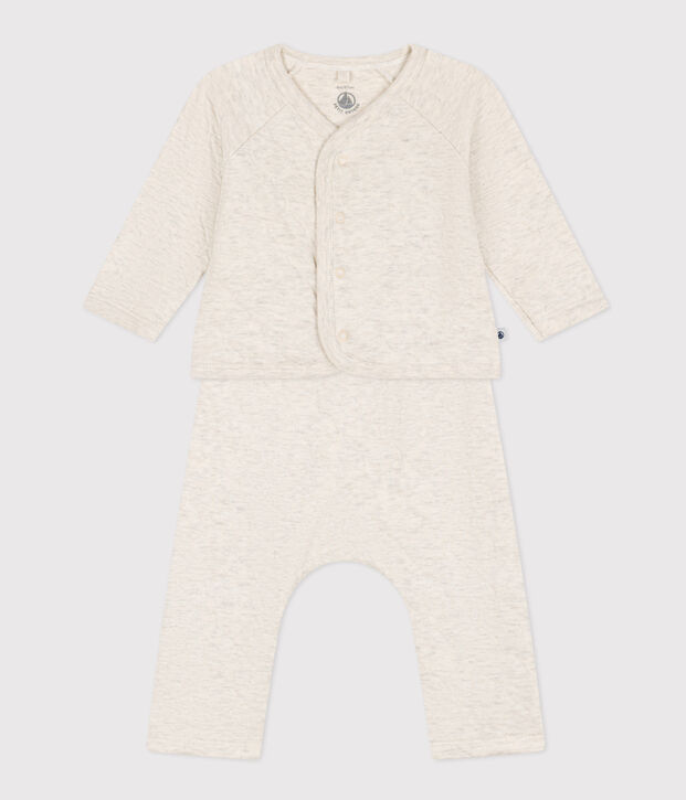Ensemble en tubique matelass&eacute; b&eacute;b&eacute; beige chin&eacute;