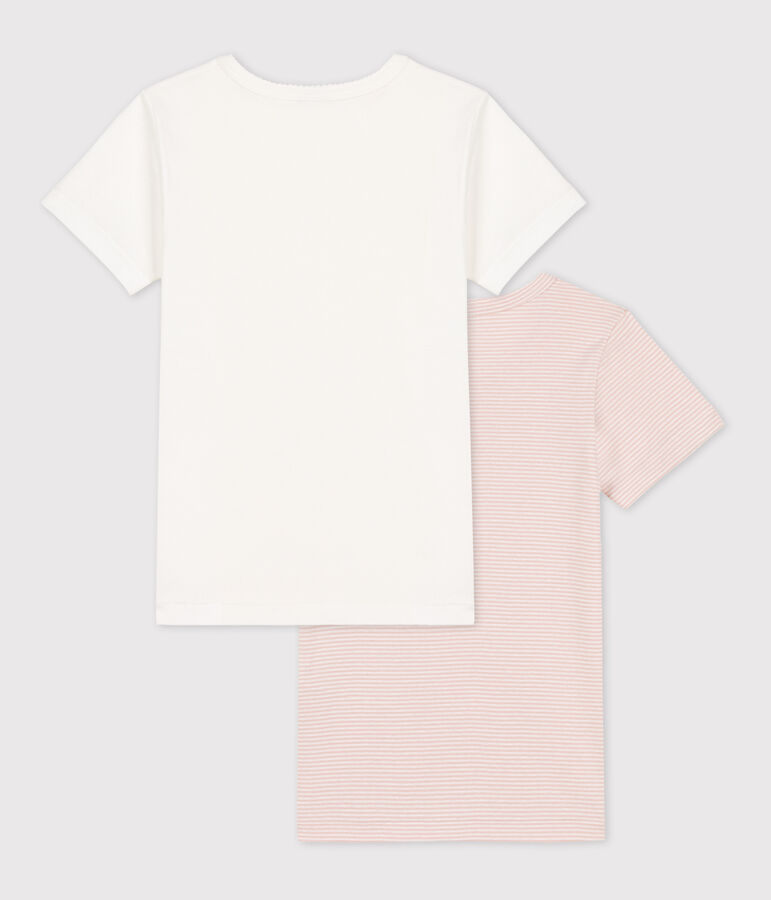 Lot de 2 tee-shirts manches courtes milleraies petite fille en coton multicouleur