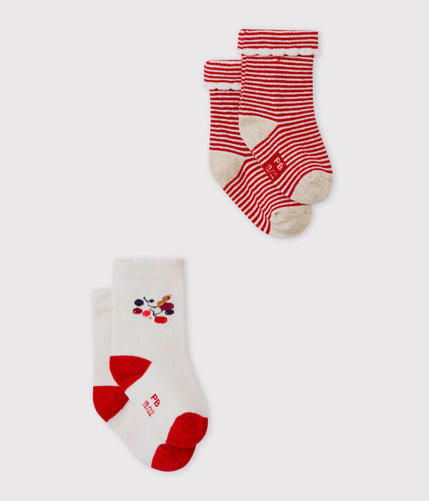Lot de deux paires de chaussette b&eacute;b&eacute; filles multicouleur