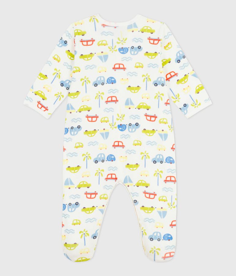 Pyjama b&eacute;b&eacute; en coton imprim&eacute; voitures blanc MARSHMALLOW/blanc MULTICO