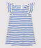 Robe manches courtes en coton enfant fille blanc MARSHMALLOW/bleu SURF