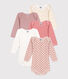 Lot de 5 bodies manches longues fleurs bébé en coton