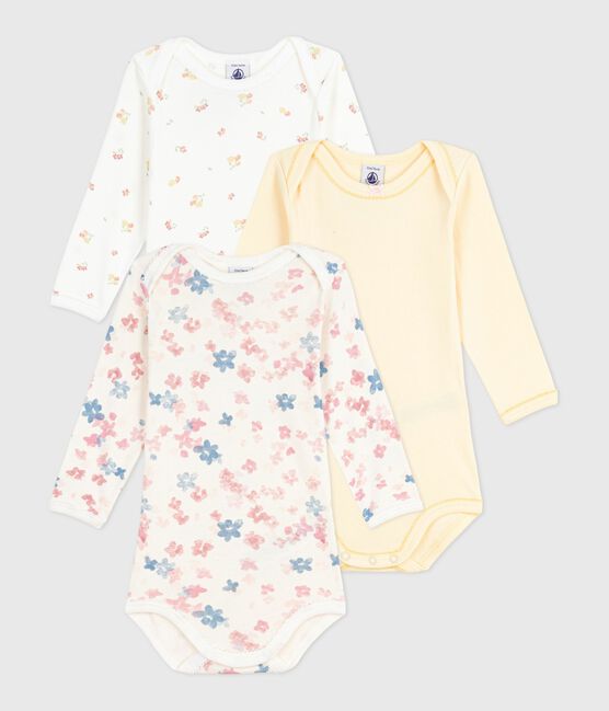 Lot de bodies manches longues en coton imprimé fleuri bébé variante 1