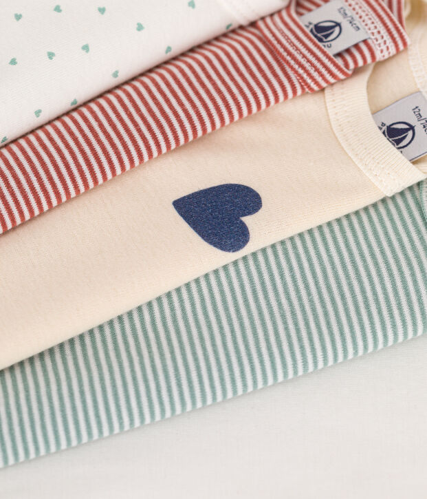 Lot de 5 bodies manches longues tric&oelig;urs en coton b&eacute;b&eacute; multicouleur