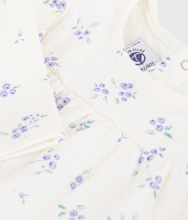 Blouse b&eacute;b&eacute; en coton manches longues imprim&eacute;e fleurs &eacute;cru/multicouleur
