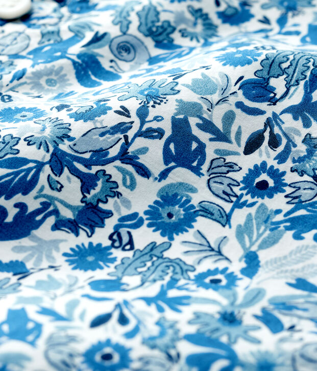 Chemise manches longues en popeline b&eacute;b&eacute; gar&ccedil;on blanc/multicouleur