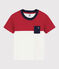 Tee-shirt manches courtes en coton enfant garçon rouge TERKUIT/blanc MARSHMALLOW