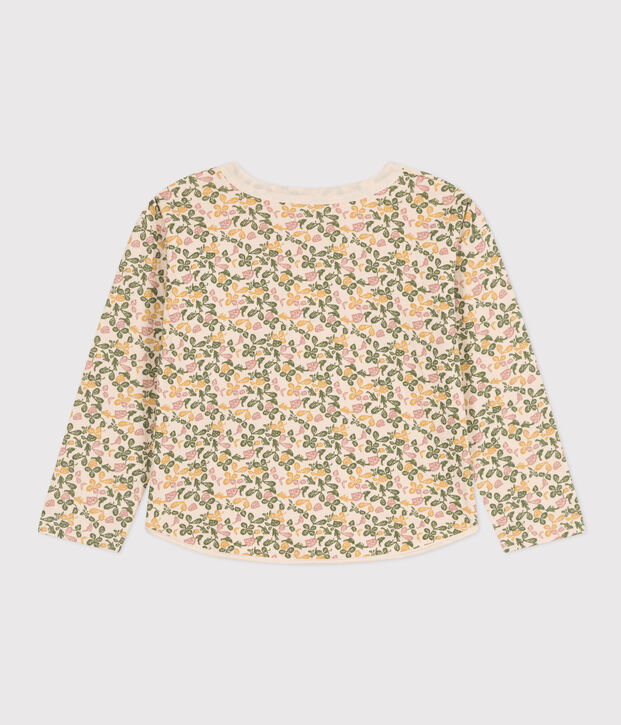 Tee-shirt manches longues imprim&eacute; en tubique enfant fille &eacute;cru/multicouleur