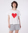 Pyjama short femme en coton imprimé cœurs blanc MARSHMALLOW/bleu SMOKING