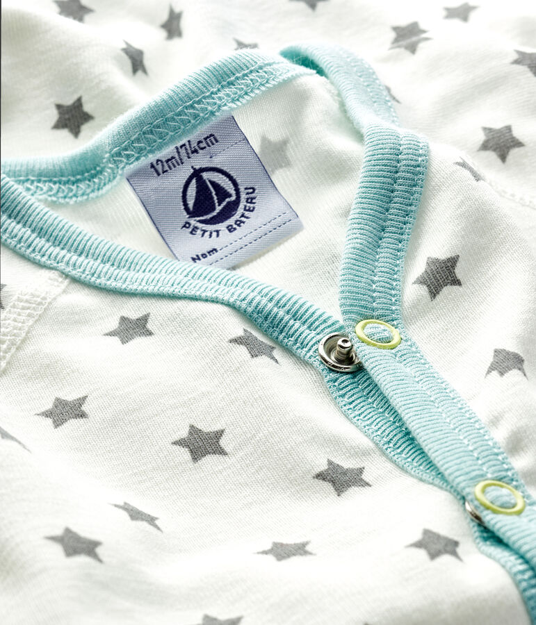 Dors bien sans pieds b&eacute;b&eacute; gar&ccedil;on en c&ocirc;te blanc/gris