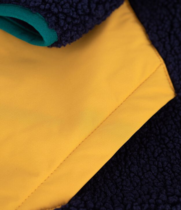Veste enfant en sherpa unie colorblock bleu marine
