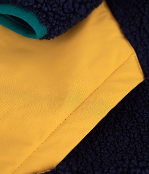 Veste enfant en sherpa unie colorblock bleu marine