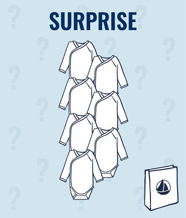 Lot surprise de 7 bodies naissance manches longues b&eacute;b&eacute; multicouleur