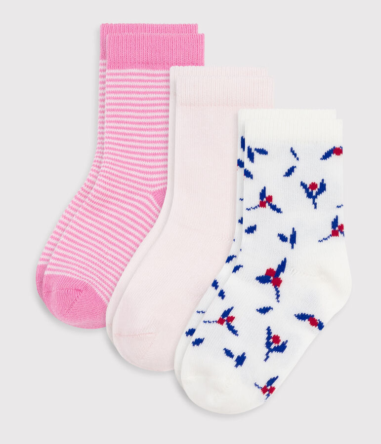 3 paires de chaussettes b&eacute;b&eacute; en coton imprim&eacute; fleurs multicouleur