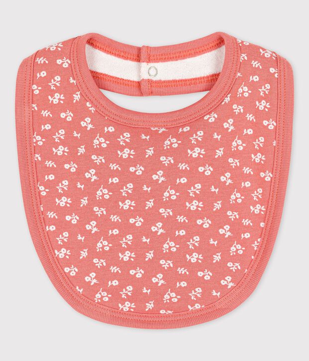 Bavoir b&eacute;b&eacute; en coton biologique rose/blanc