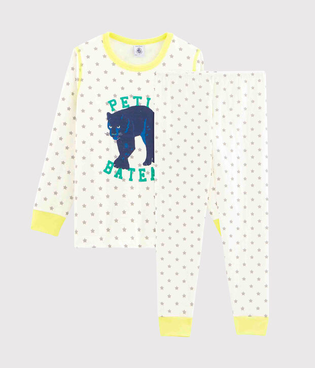 Pyjama petit gar&ccedil;on en tubique blanc/gris