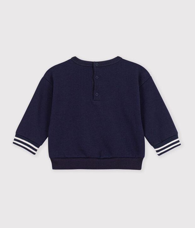 Sweatshirt b&eacute;b&eacute; en coton uni et son badge bleu marine
