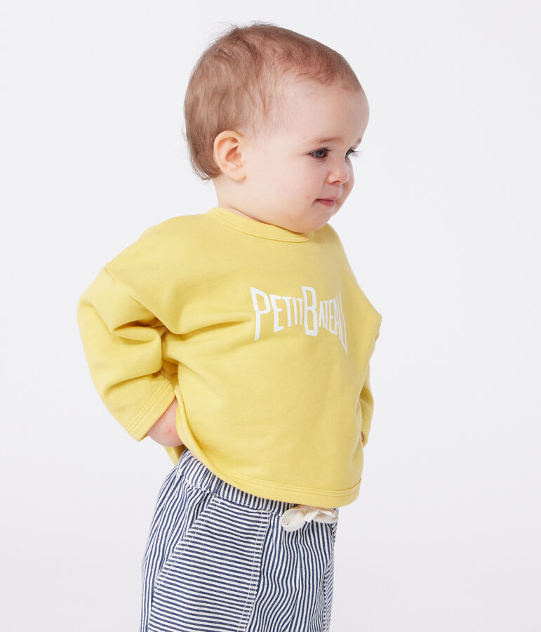 Sweat b&eacute;b&eacute; en coton uni jaune ORGE