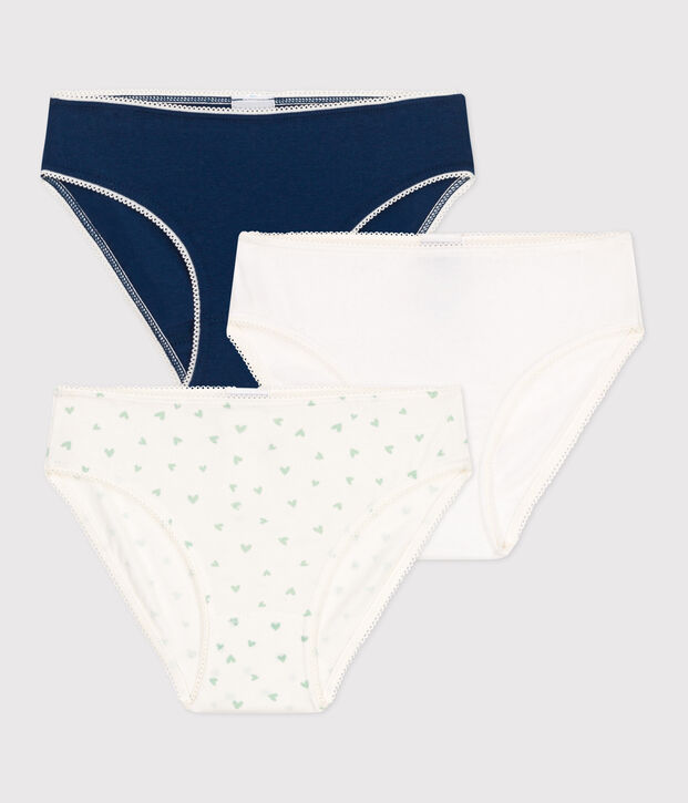 Lot de 3 culottes enfant en coton et &eacute;lasthanne imprim&eacute; c&oelig;urs multicouleur