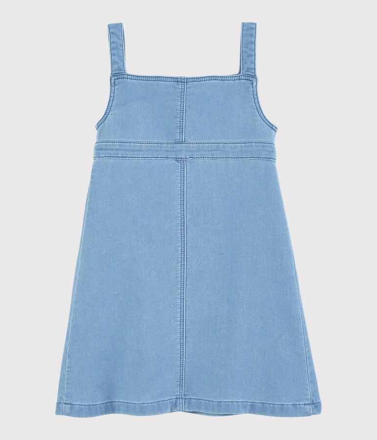Robe salopette en molleton denim enfant fille bleu DENIM CLAIR