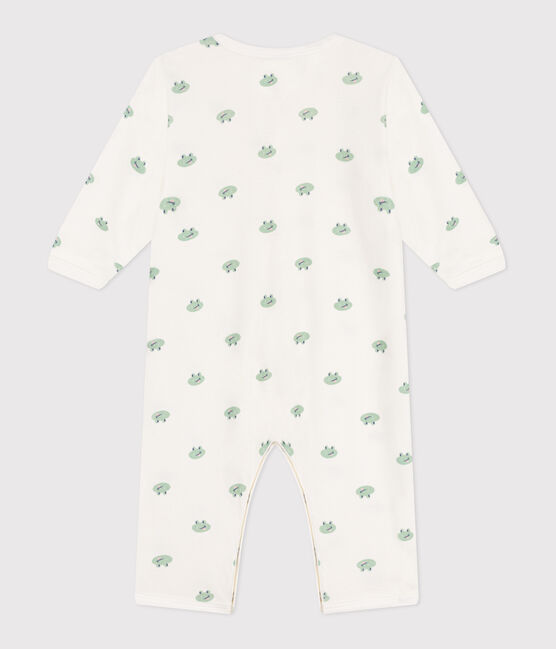 Pyjama bébé en coton sans pieds grenouilles blanc MARSHMALLOW/blanc MULTICO