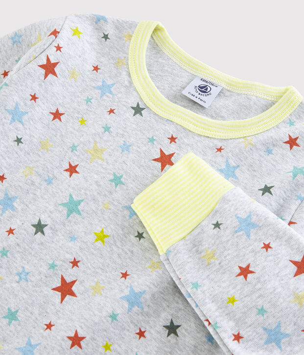 Pyjama gris chin&eacute; &agrave; &eacute;toiles petit gar&ccedil;on en coton gris/multicouleur