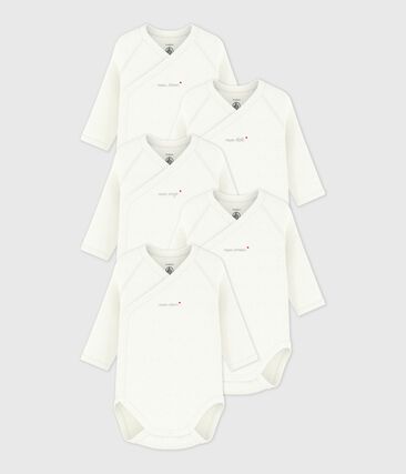 Lot de bodies croisés manches longues en coton uni bébé