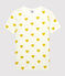 T-shirt col rond à coeurs en coton  Femme blanc MARSHMALLOW/jaune OCRE