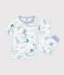 Pyjama enfant en coton manches courtes jambes longues imprim&eacute; blanc/multicouleur