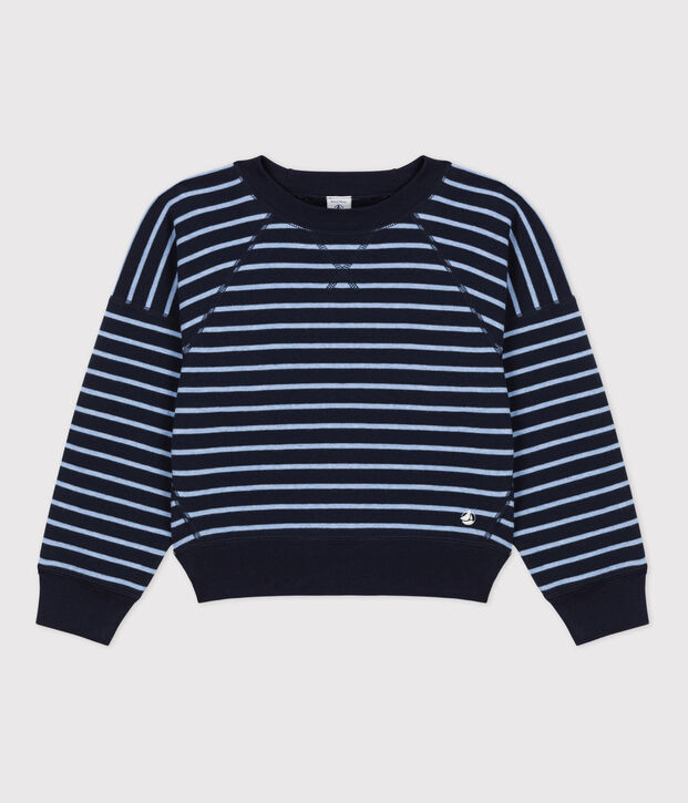Sweatshirt en coton enfant fille / gar&ccedil;on bleu/bleu