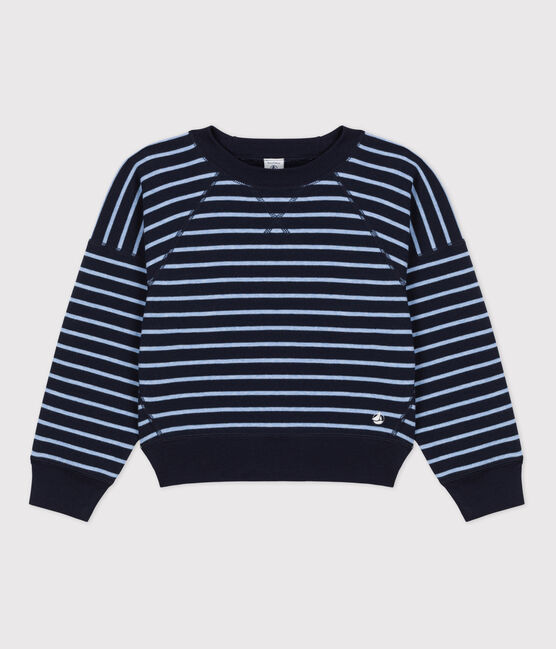 Sweatshirt en coton enfant fille / garçon bleu SMOKING/ SKY CHINE