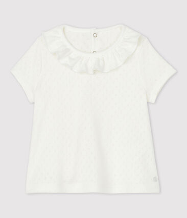 PETIT BATEAU - Blouse ajourée manches courtes en coton bébé fille
