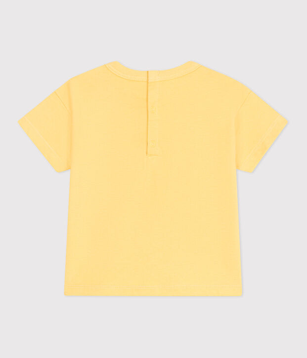 T-shirt b&eacute;b&eacute; en coton &agrave; manches courtes uni jaune