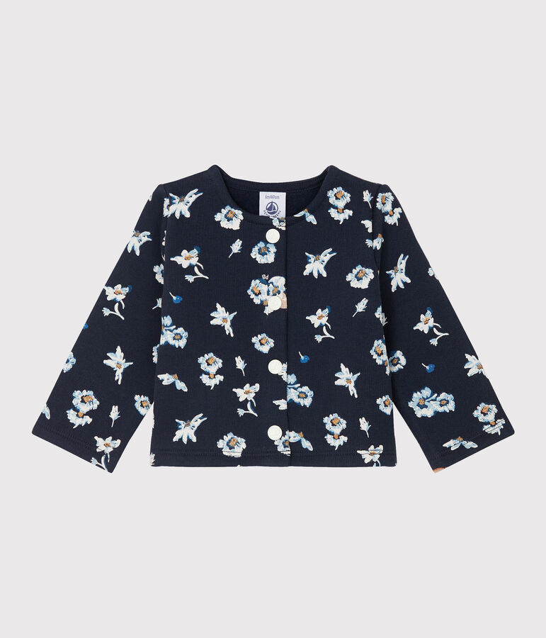 Cardigan b&eacute;b&eacute; fille en molleton imprim&eacute; bleu/multicouleur