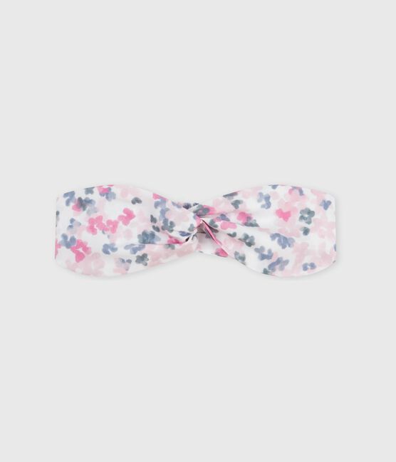Bandeau bébé en popeline imprimé fleurs rose CHARME/blanc MULTICO