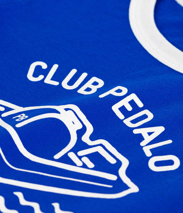 Tee-shirt imprim&eacute; enfant gar&ccedil;on en coton bleu/blanc