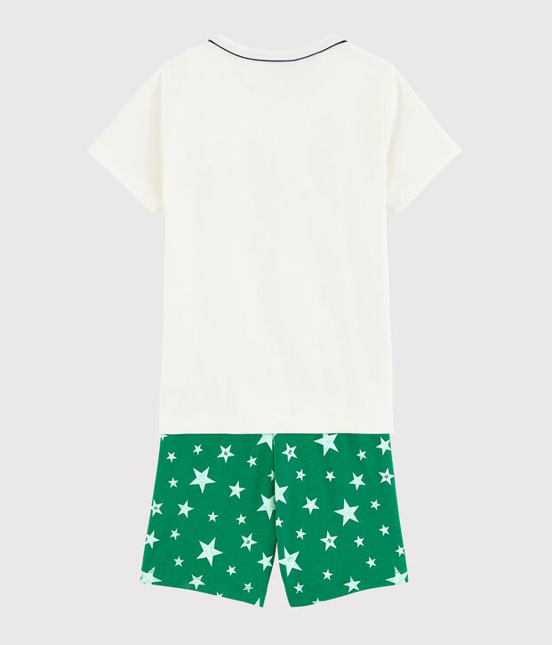 Pyjacourt vert &agrave; &eacute;toiles petit gar&ccedil;on en coton blanc/vert