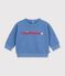 Sweatshirt b&eacute;b&eacute; en coton uni et sa broderie bleu
