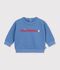 Sweatshirt b&eacute;b&eacute; en coton uni et sa broderie bleu