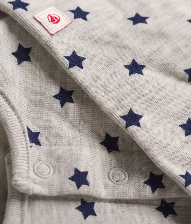 Ensemble 2 pi&egrave;ces b&eacute;b&eacute; gar&ccedil;on en tubique &agrave; pois gris/bleu