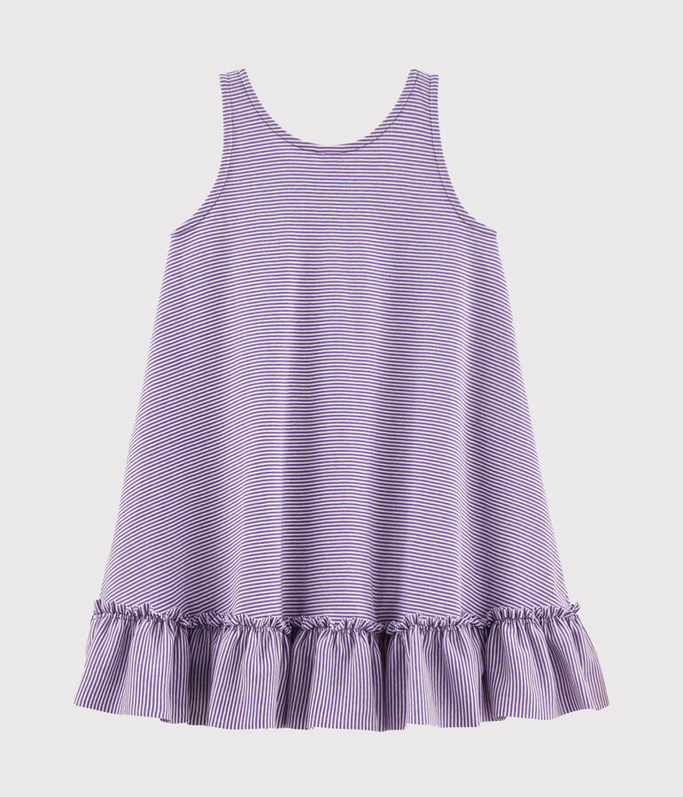 Robe enfant fille violet/blanc