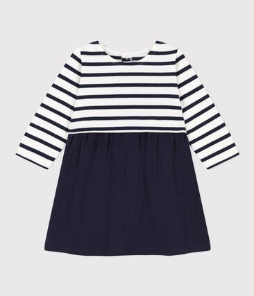 PETIT BATEAU - Robe manches longues bimatière bébé