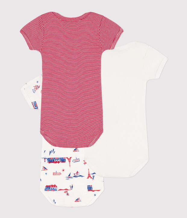 Lot de 3 bodies manches courtes Paris en coton multicouleur