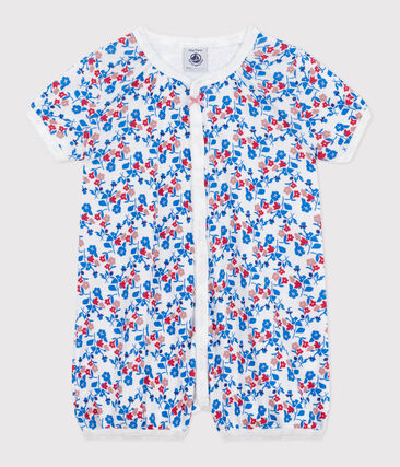 Combinaison courte bébé en coton fleuri