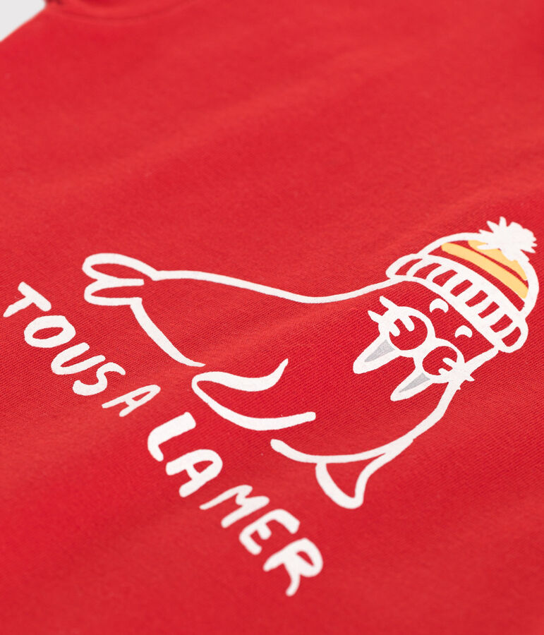 T-shirt b&eacute;b&eacute; en coton &agrave; manches courtes uni rouge AURORA